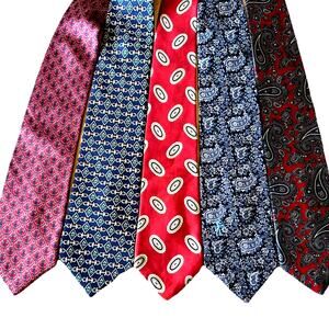 5 VTG Silk Ties Paisley Chains Retro Grandpacore Old Money Ivy League 80s USA